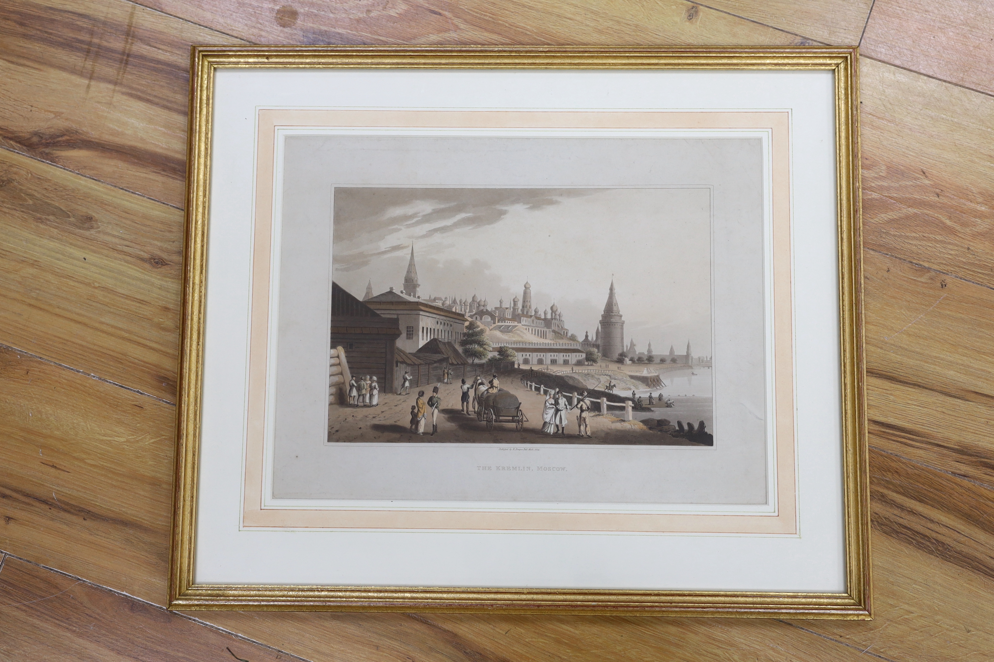 19th century aquatint, 'The Kremlin, Moscow', publ. by R. Bowyer, 1814, 30 x 40cm